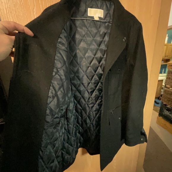 MICHAEL KORS Mens Black Wool Pea Coat Jacket Size Medium - Picture 5 of 7